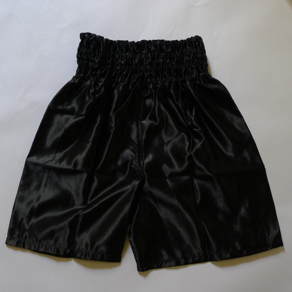 Black satin high waist Title boxing shorts